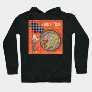 Grill Time on Orange Background Hoodie